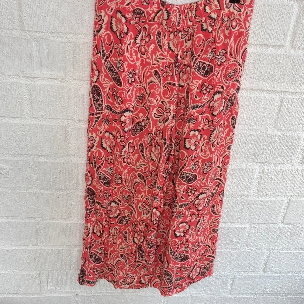 Mango MNG Paisley Wide-Leg Elastic Waist Ankle Pants sz S - Picture 6 of 7
